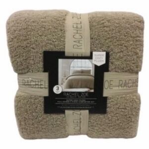 RACHAEL ZOE SHERPA super soft, Beige Plush duvet comforter set three piece new